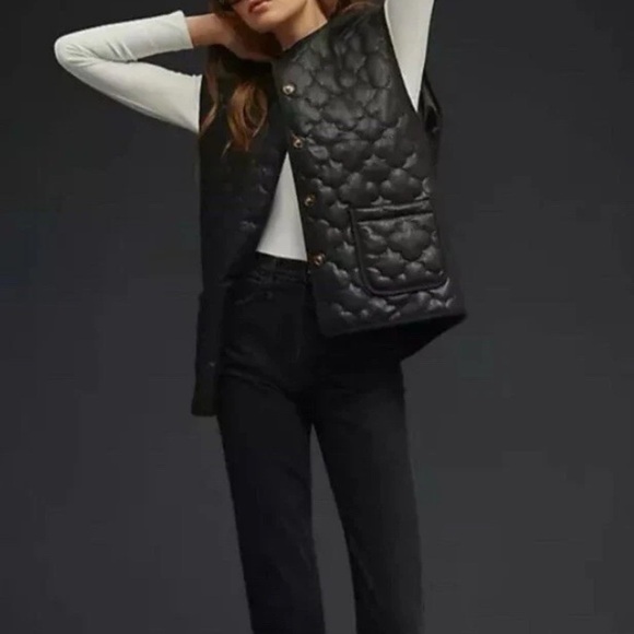 NEW FRNCH PARIS GISETTE/F12100 GILET NOIR MEDIUN WOMENS Black Quilted Vest - Picture 3 of 15